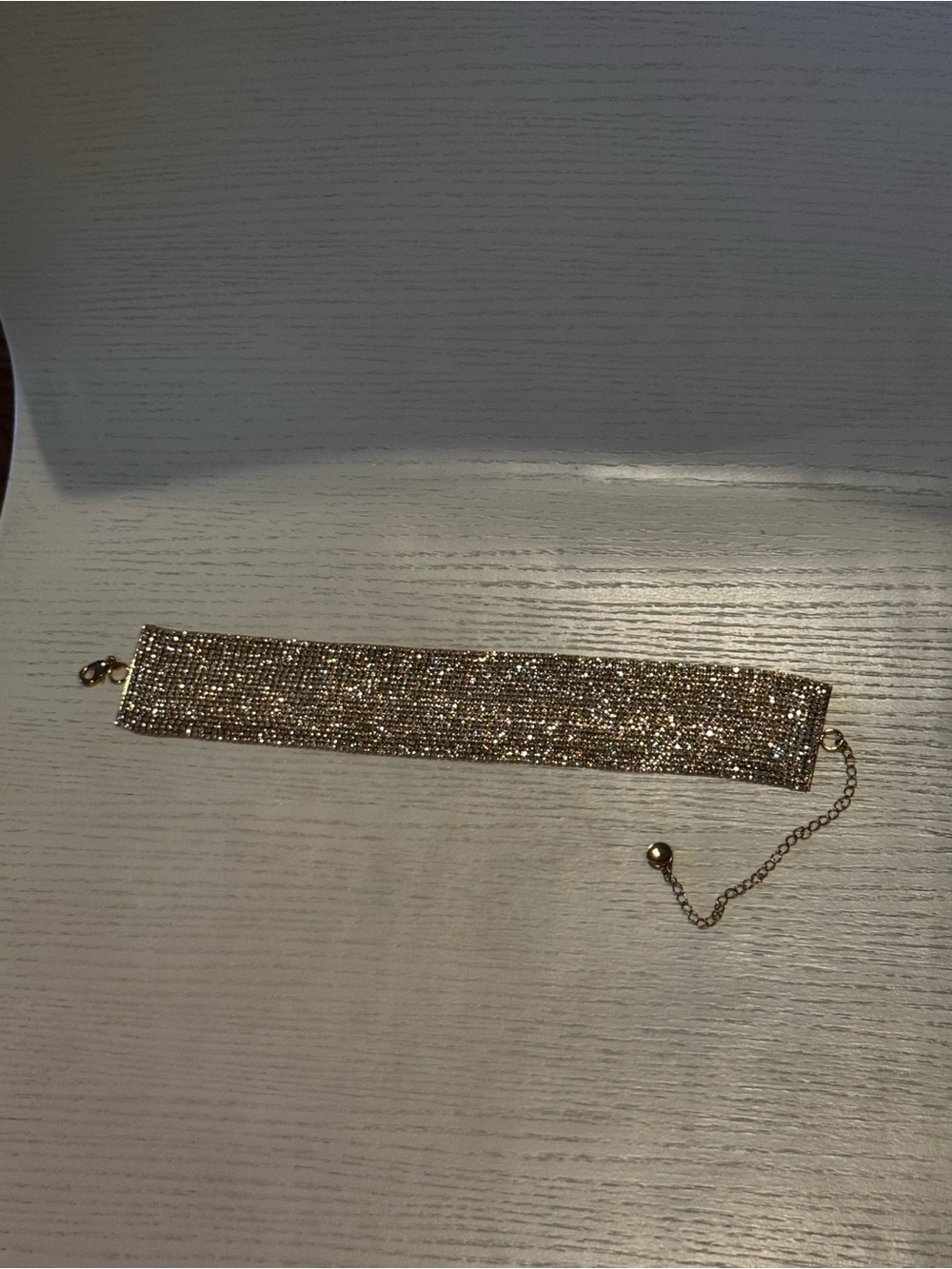 Gold Crystal Mesh Choker Necklace